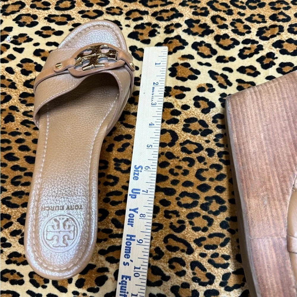 Tory Burch Tan Leather Slide Sandals